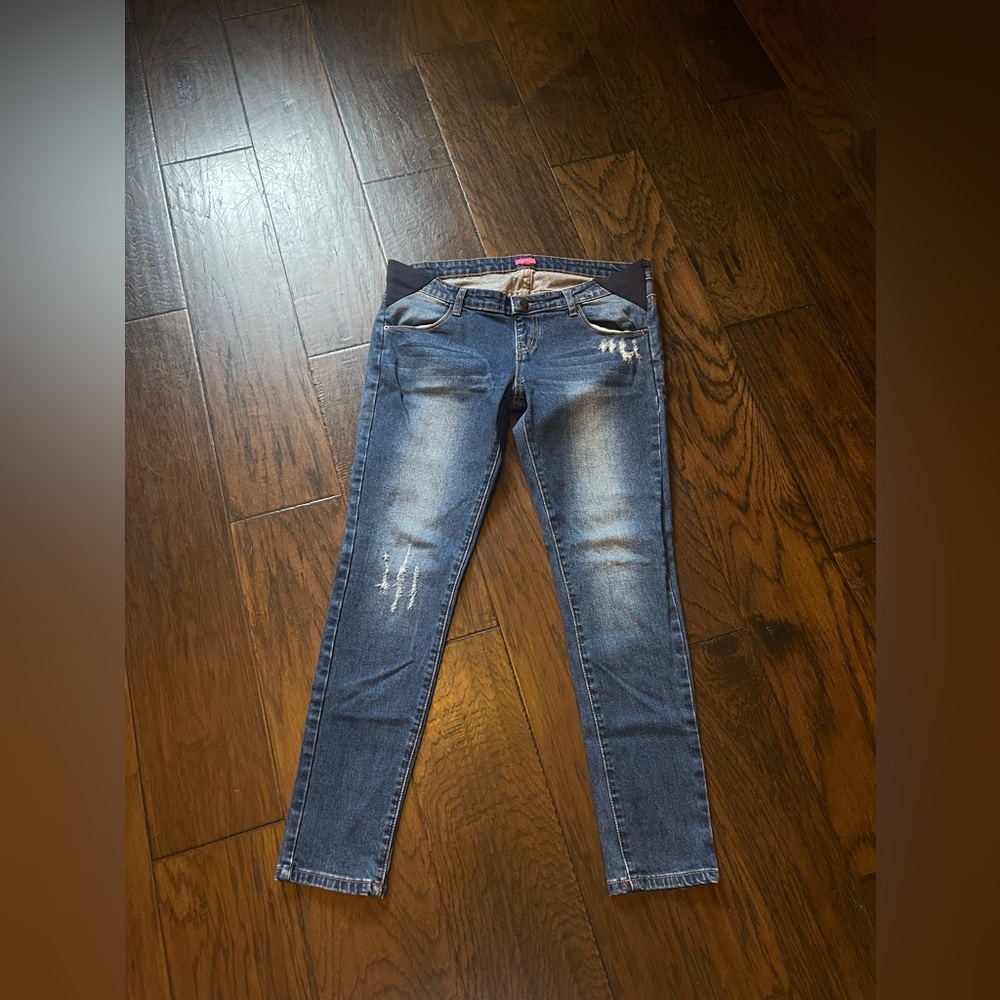 Madeleine Womens Maternity Vintage Wash Casual Skinny Jeans Size 28